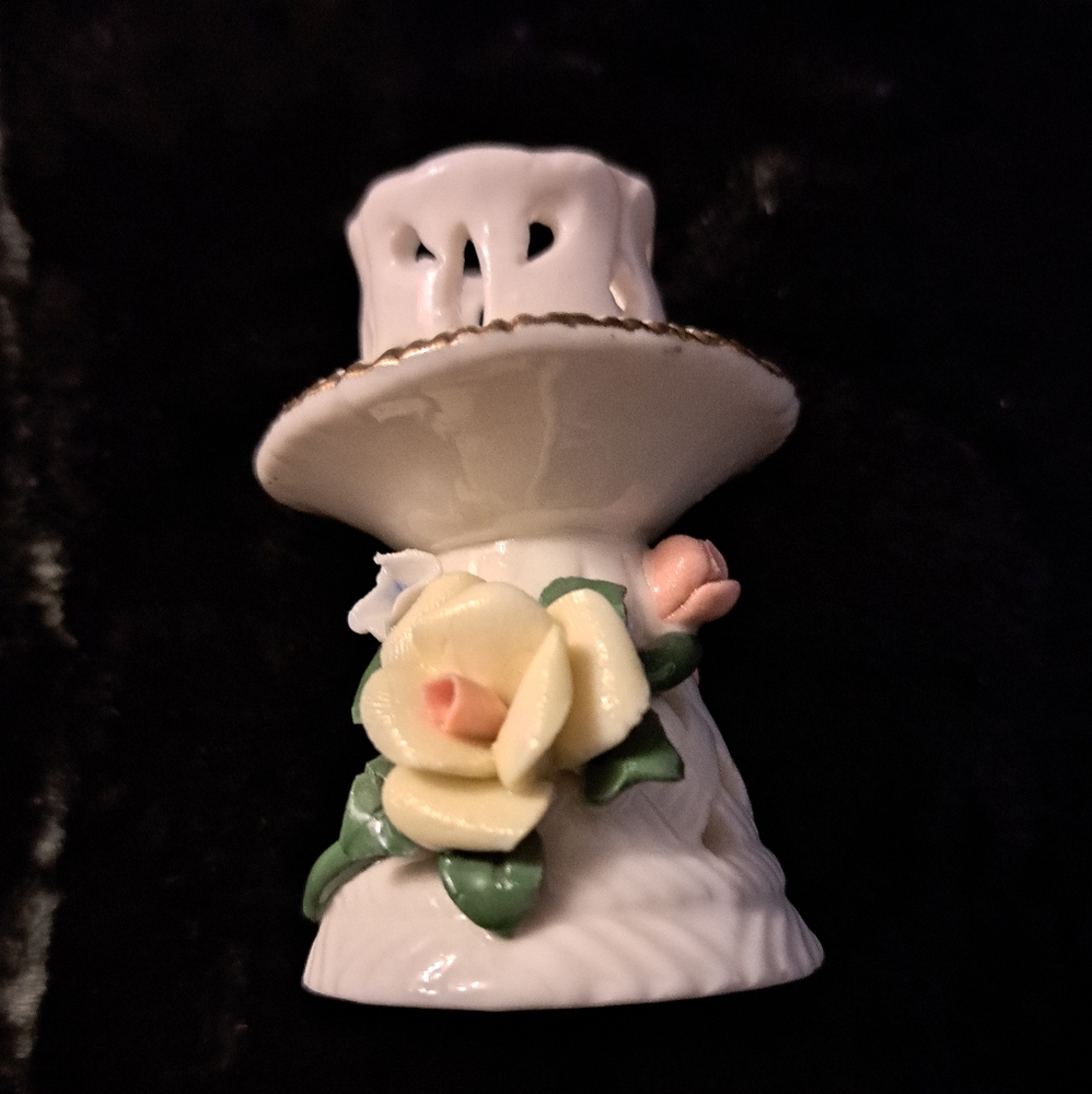 Elegant  Vintage Porcelain Floral Candle Holder